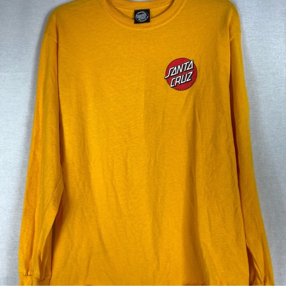 Santa Cruz T Shirt Men's Yellow Long Sleeve Double Sided Skater Surfer Medium - Picture 2 of 6